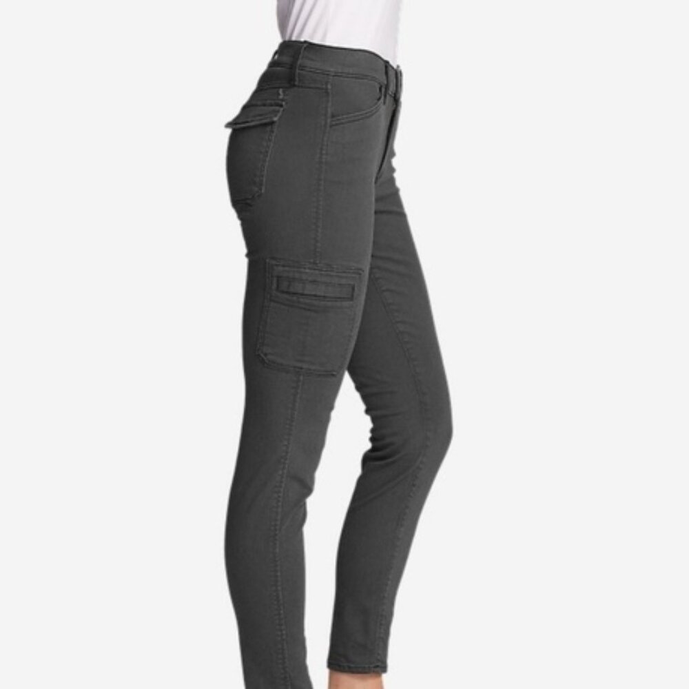 Eddie Bauer Elysian Slightly Curvy Skinny Cargo Pants Jeans Gray - 6 pockets!